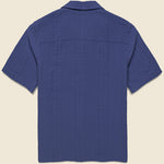 Double Weave Didcot Shirt - Dark Blue - Wax London - STAG Provisions - Tops - S/S Woven - Seersucker