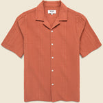 Double Weave Didcot Shirt - Rust - Wax London - STAG Provisions - Tops - S/S Woven - Seersucker
