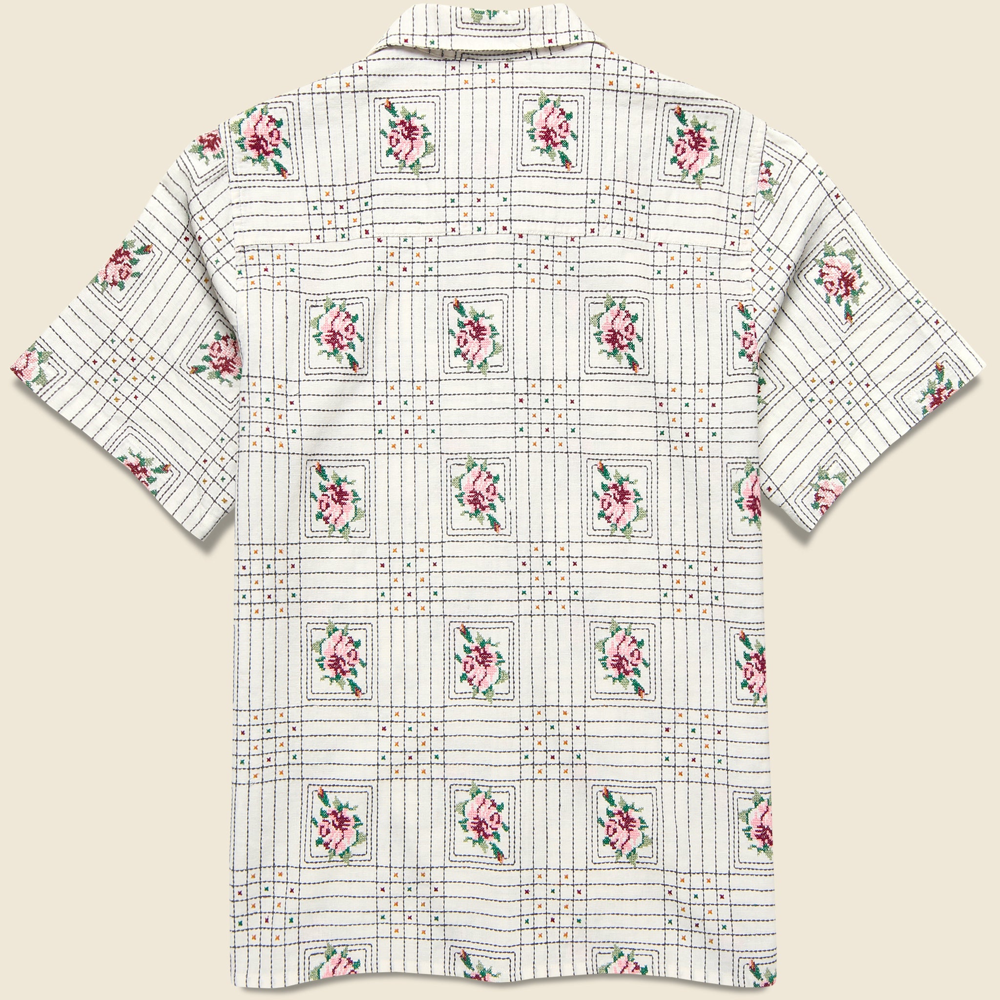 Didcot Tapestry Embroidered Shirt - Ecru - Wax London - STAG Provisions - Tops - S/S Woven - Floral