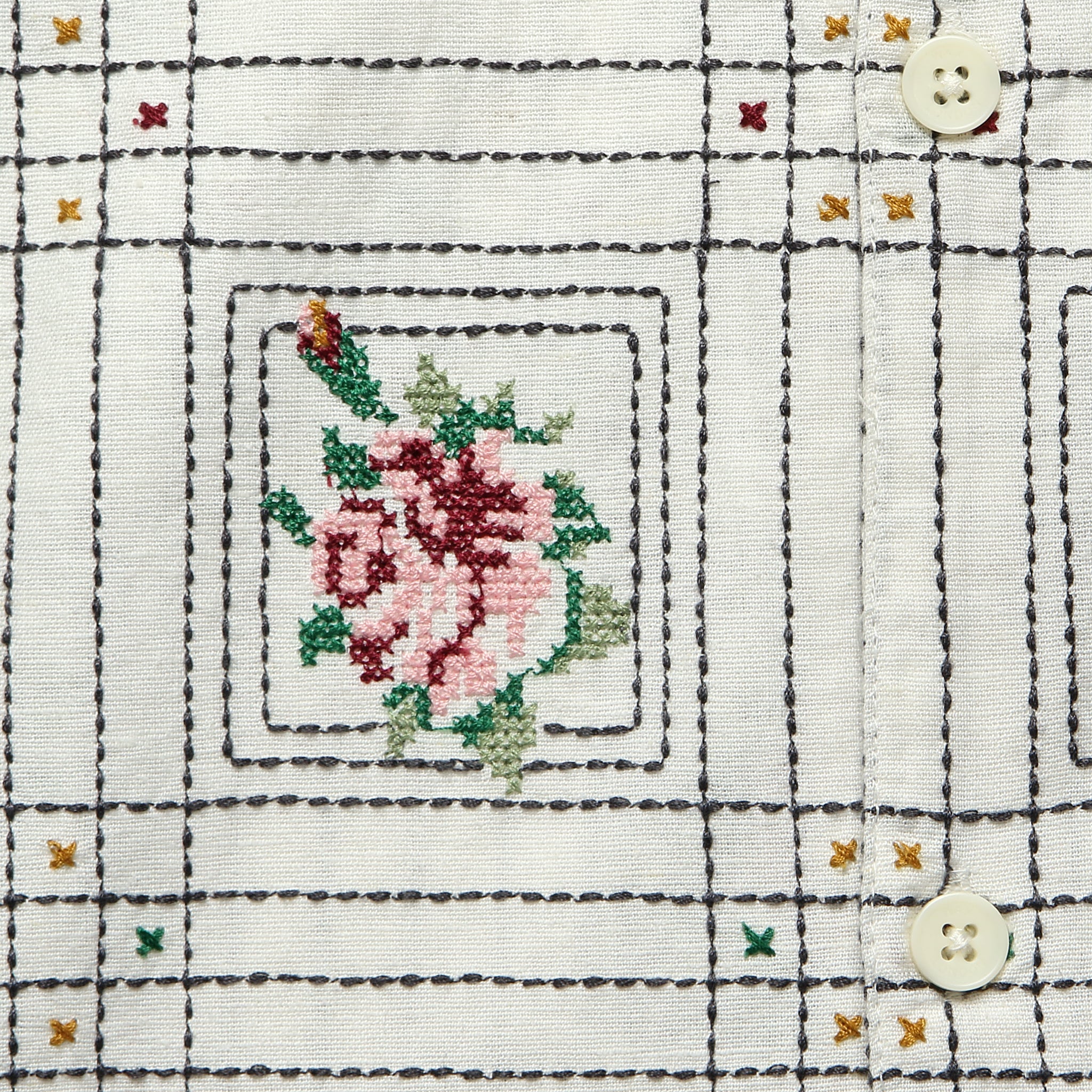 Didcot Tapestry Embroidered Shirt - Ecru - Wax London - STAG Provisions - Tops - S/S Woven - Floral