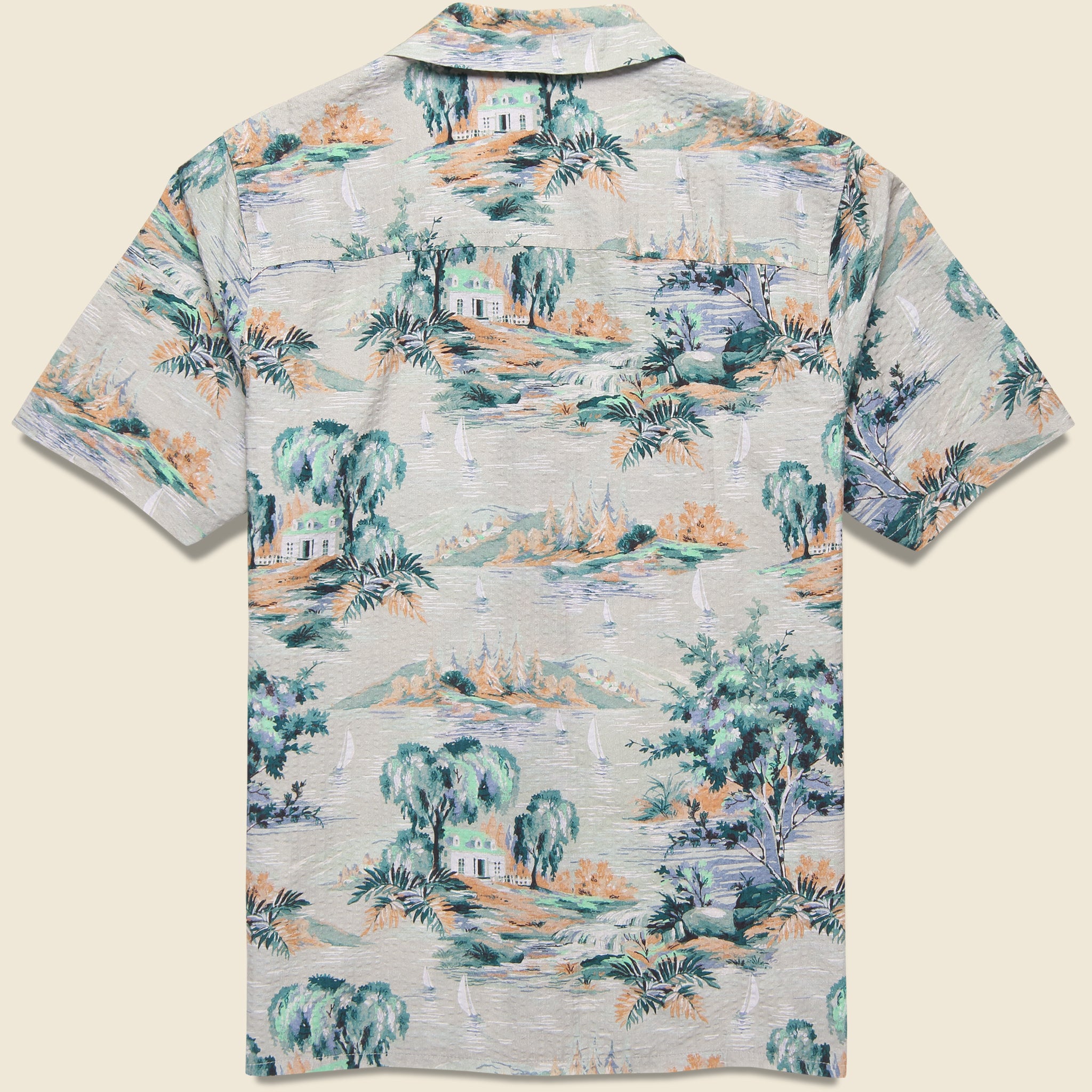 
                          Didcot Scenic Shirt - Blue - Wax London - STAG Provisions - Tops - S/S Woven - Seersucker
                        