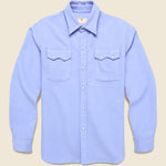Moleskin Pearl Snap Shirt - Cornflower - Wythe - STAG Provisions - Tops - L/S Woven - Solid