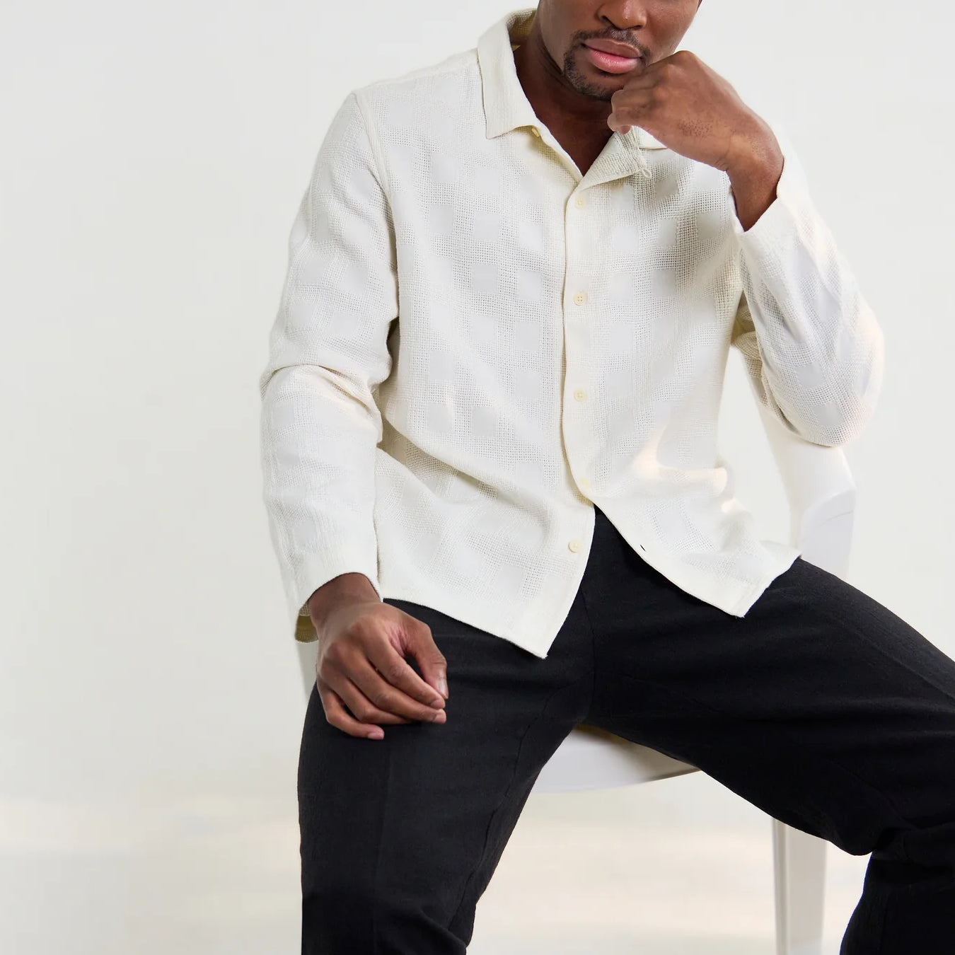 
                          Corey Dobby Shirt - Off White - Wax London - STAG Provisions - Tops - L/S Woven - Solid
                        
