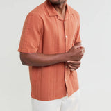 Double Weave Didcot Shirt - Rust - Wax London - STAG Provisions - Tops - S/S Woven - Seersucker
