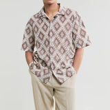 Diamond Lace Didcot Shirt - Taupe/Ecru - Wax London - STAG Provisions - Tops - S/S Woven - Floral
