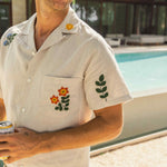 Embroidered Spring Camp Shirt - Natural - Portuguese Flannel - STAG Provisions - Tops - S/S Woven - Floral