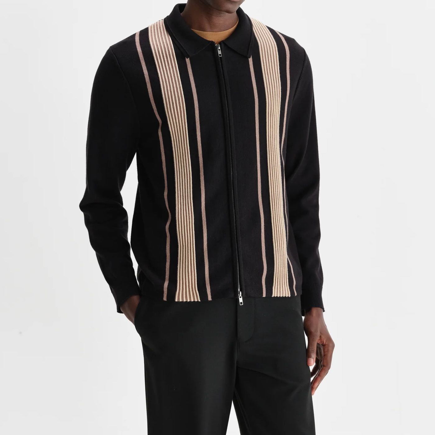 
                          Lennox Polo - Milano Stripe Black - Wax London - STAG Provisions - Tops - Sweater
                        
