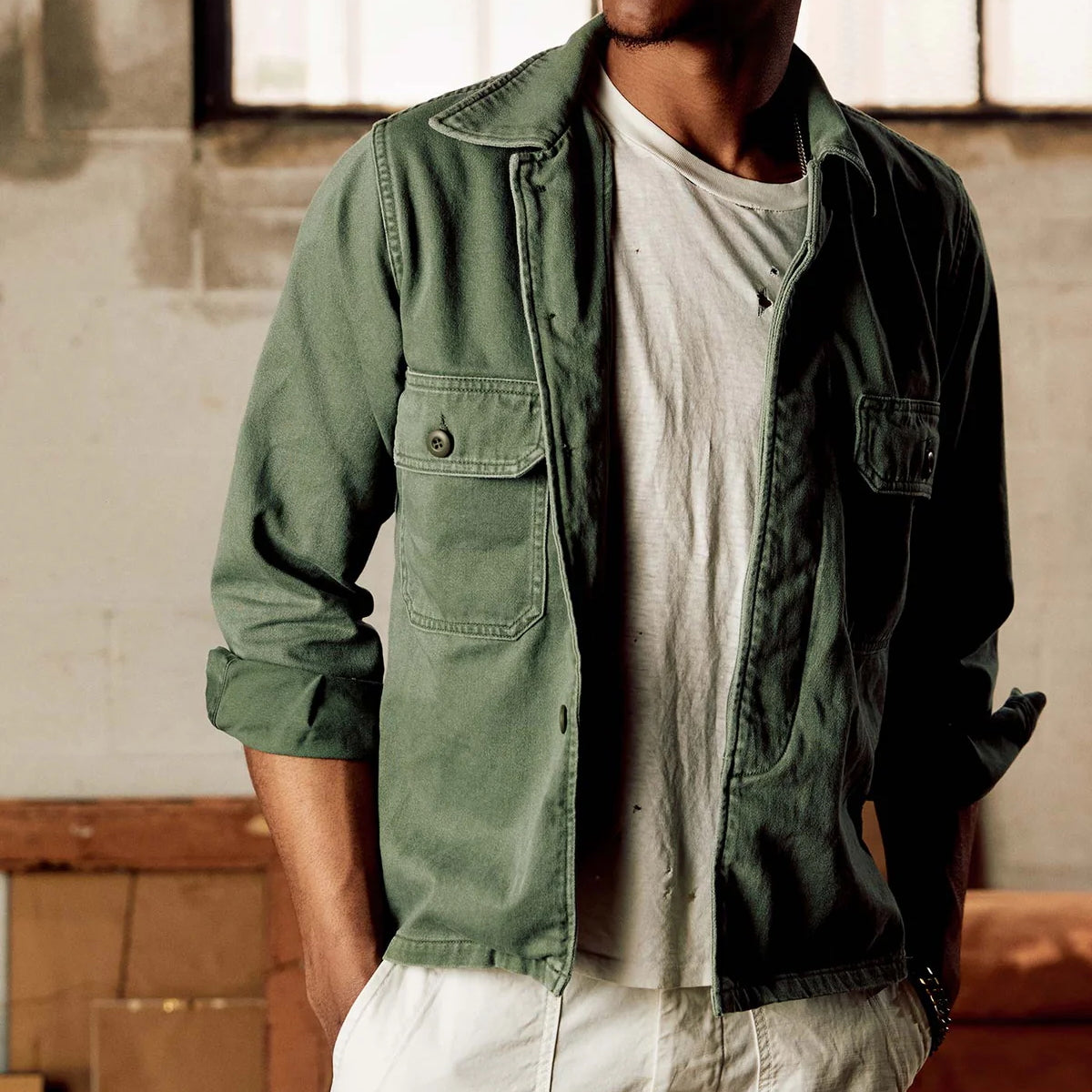 
                          Military Shirt Jacket - Fatigue Green - Imogene + Willie - STAG Provisions - Outerwear - Shirt Jacket
                        