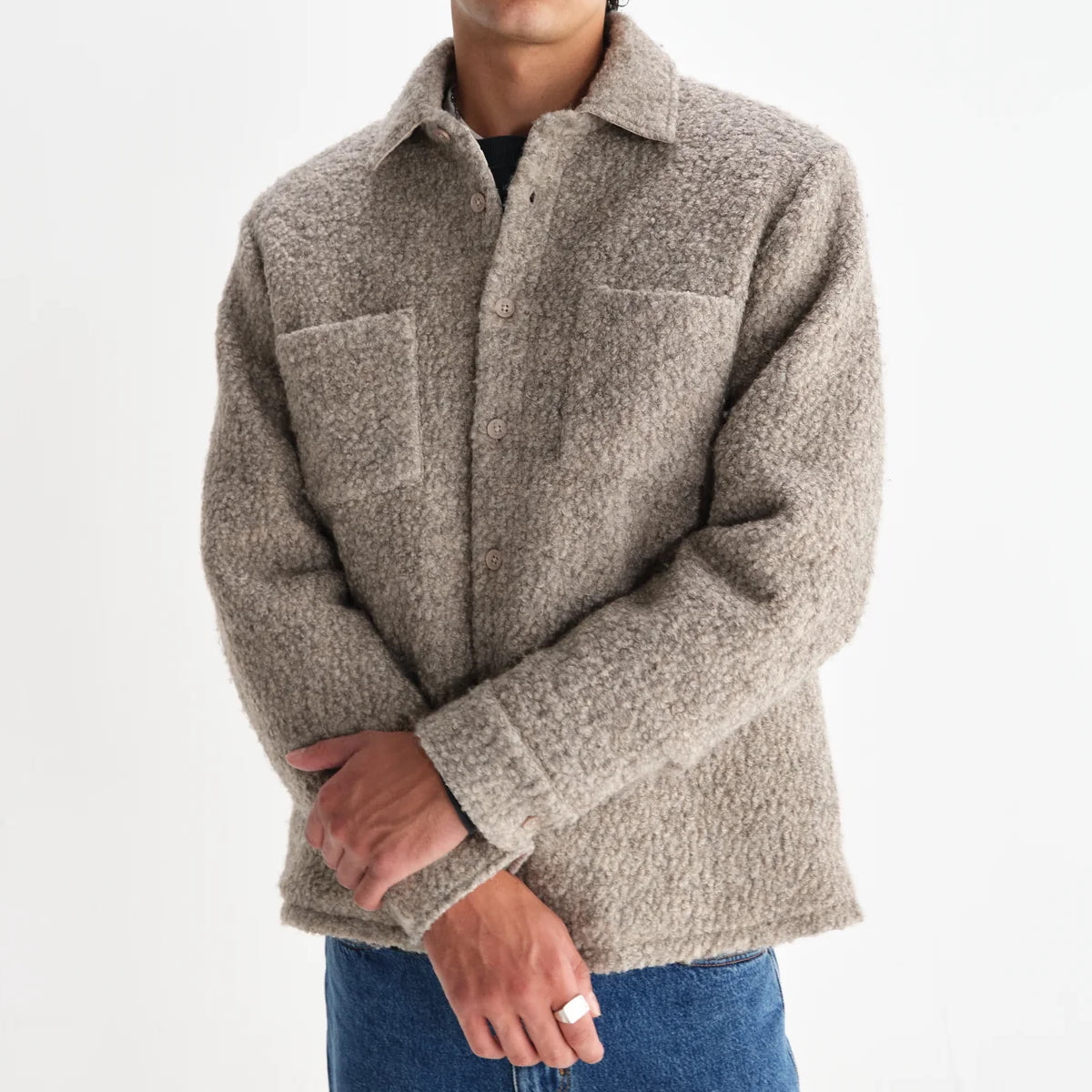 
                          Mount Overshirt - Bobble Wool/Natural - Wax London - STAG Provisions - Outerwear - Shirt Jacket
                        