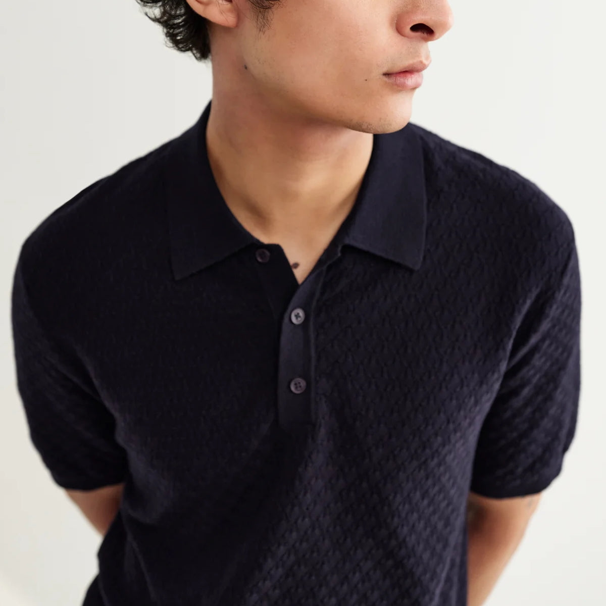 
                          Naples Polo - Black - Wax London - STAG Provisions - Tops - S/S Knit
                        