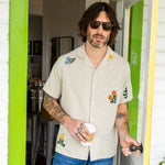 Embroidered Spring Camp Shirt - Natural - Portuguese Flannel - STAG Provisions - Tops - S/S Woven - Floral