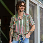 Handwoven Blanket Stripe Shirt - Olive - Kardo - STAG Provisions - Tops - S/S Woven - Other Pattern
