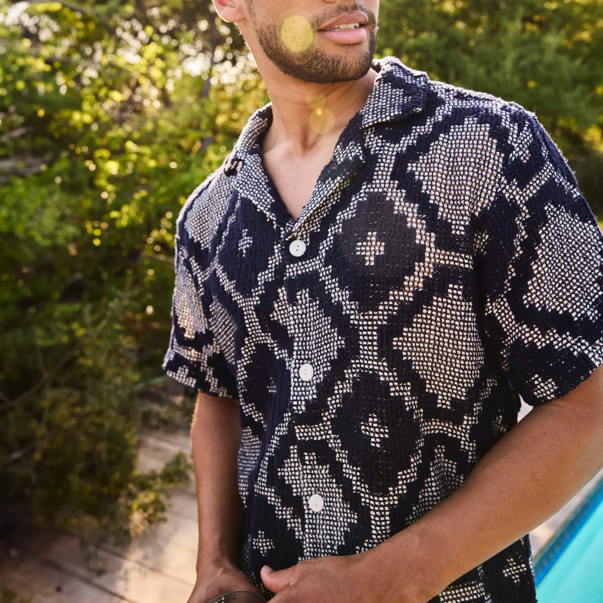 Crochet Terry Shirt - Trastevere - OAS - STAG Provisions - Tops - S/S Knit