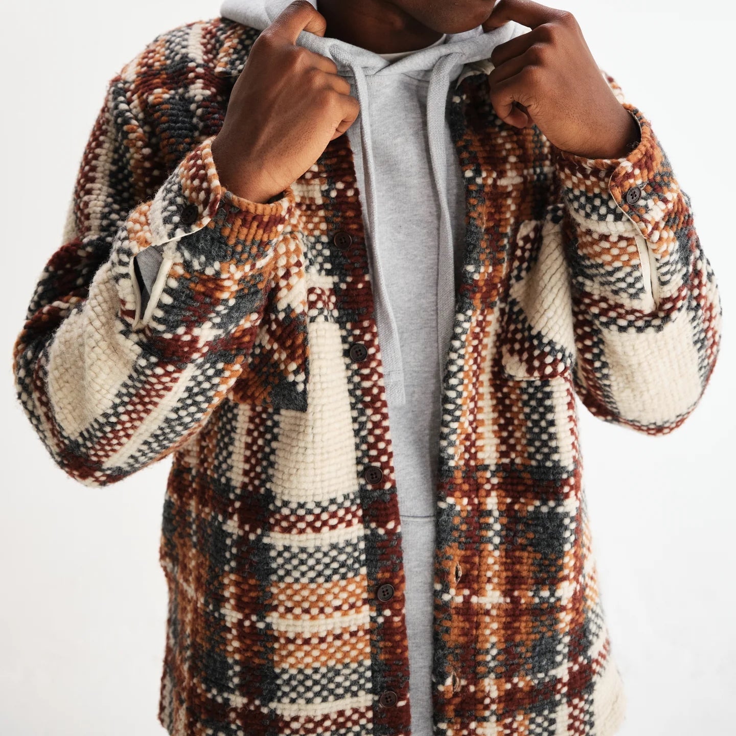 
                          Wool Whiting Overshirt - Bobble Ecru - Wax London - STAG Provisions - Tops - L/S Woven - Plaid
                        