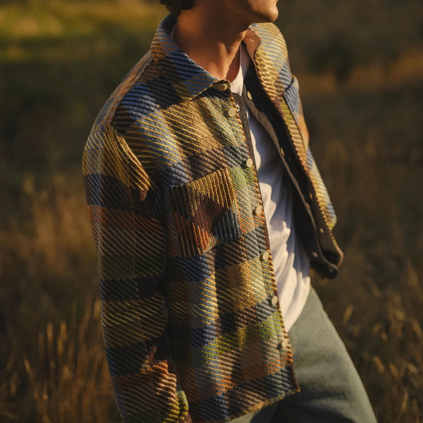 Whiting Overshirt - Pike Check Khaki Multi - Wax London - STAG Provisions - Tops - L/S Woven - Plaid