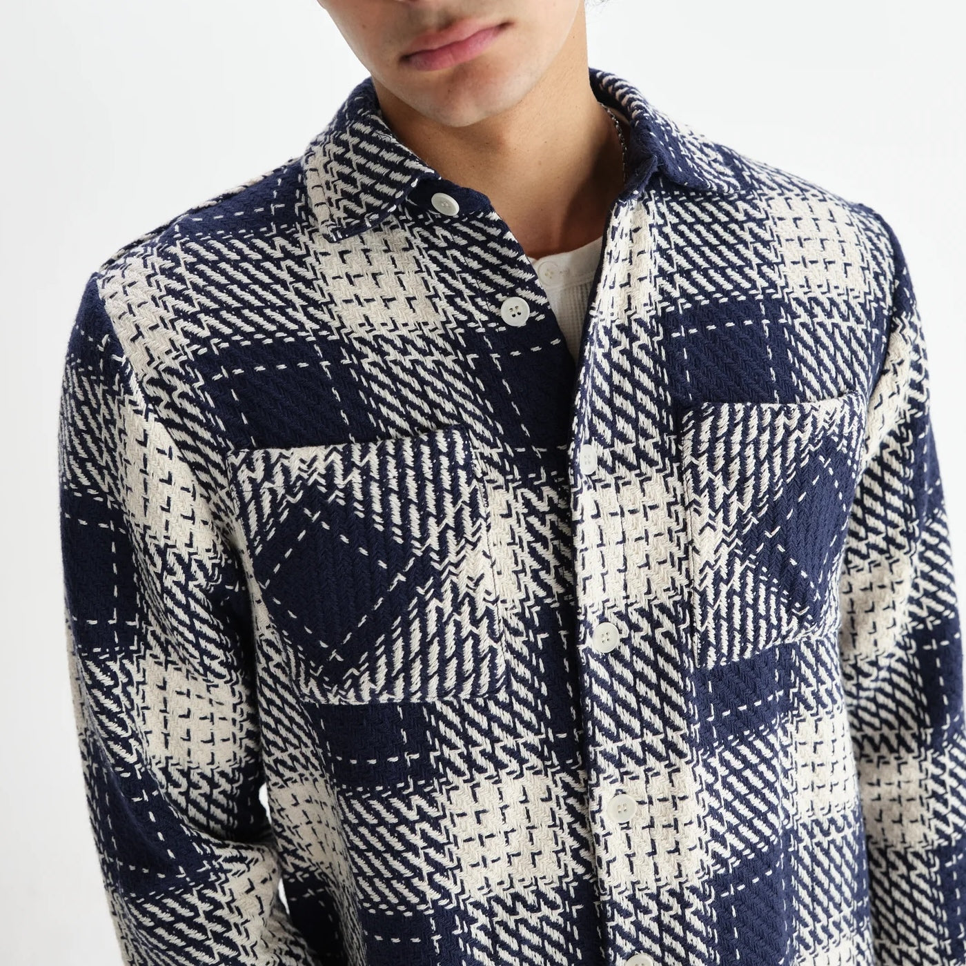 Whiting Overshirt - Marine Beatnik - Wax London - STAG Provisions - Tops - L/S Woven - Plaid