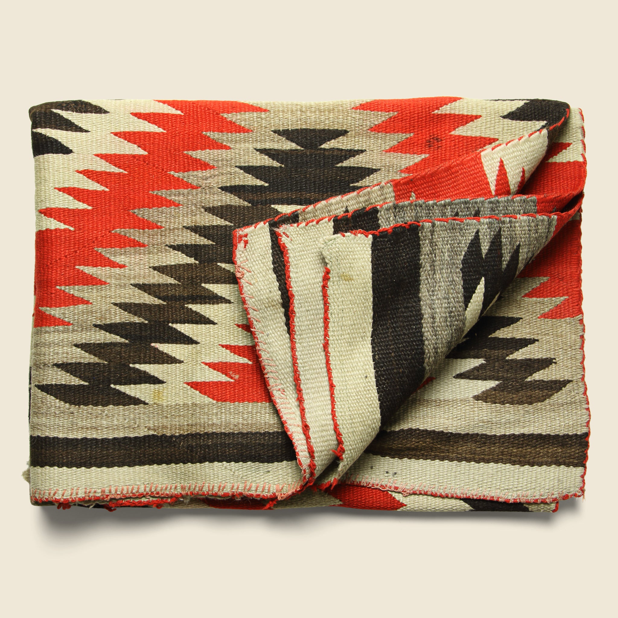 
                          Hand-Woven Navajo Wool Rug - Red/Black/Grey/Cream - Vintage - STAG Provisions - One &amp; Done - Blankets &amp; Textiles
                        