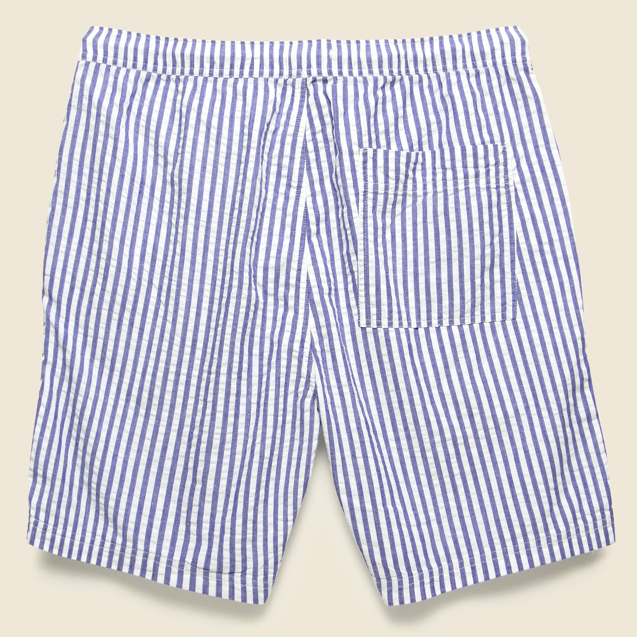 
                          Seersucker Wide Stripe Saturday Shorts - Blue/White - Alex Mill - STAG Provisions - Shorts - Striped
                        