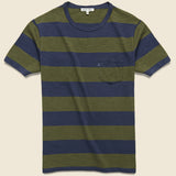 Wide Striped Pocket Tee - Navy/Military Green - Alex Mill - STAG Provisions - Tops - S/S Tee