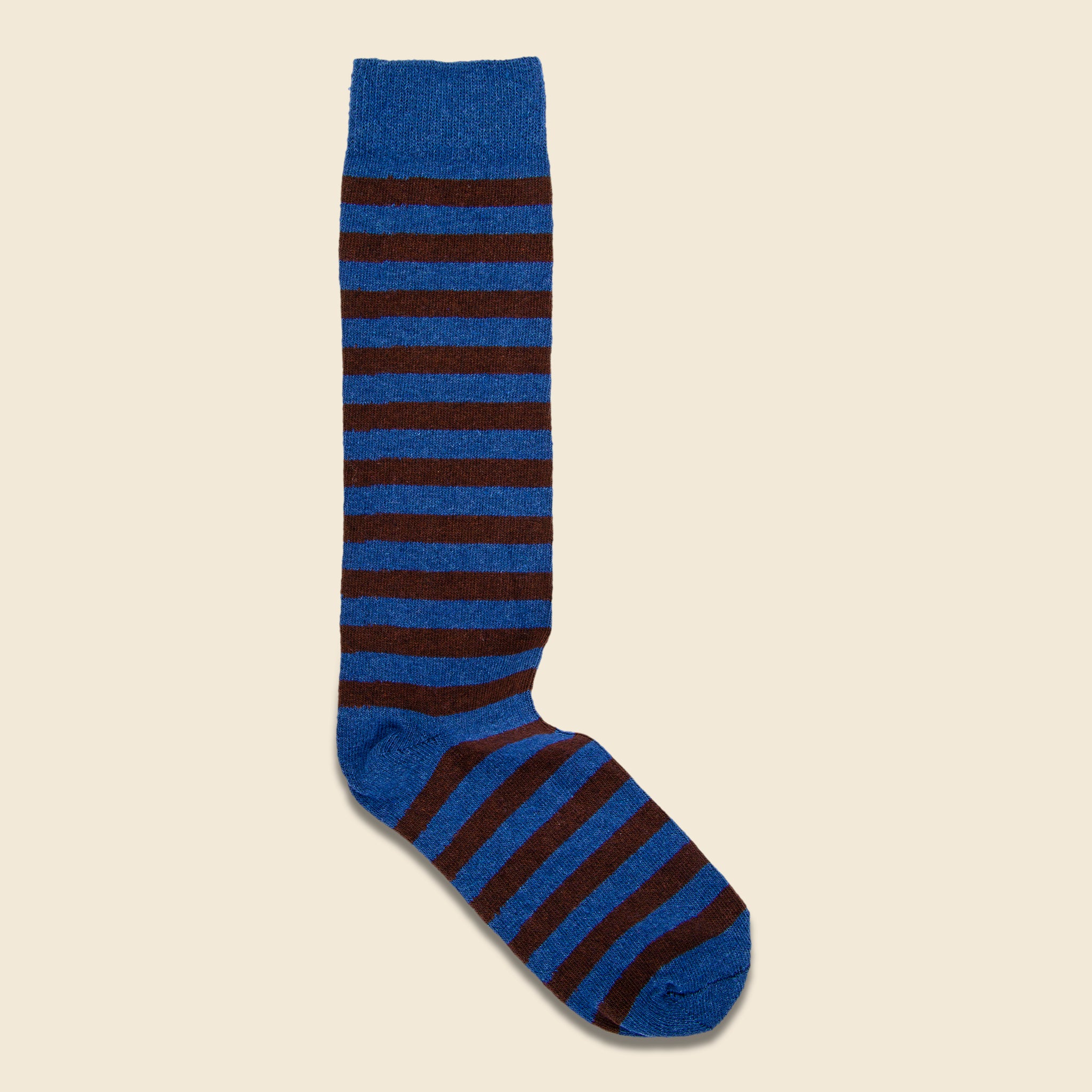 Rugby Stripe Crew Sock - Slate/Coffee - American Trench - STAG Provisions - Accessories - Socks