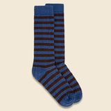 Rugby Stripe Crew Sock - Slate/Brown - American Trench - STAG Provisions - Accessories - Socks