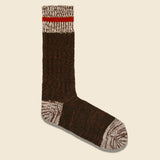 Cotton Wool Mix Stripe Crew Sock - Olive - Anonymous Ism - STAG Provisions - Accessories - Socks