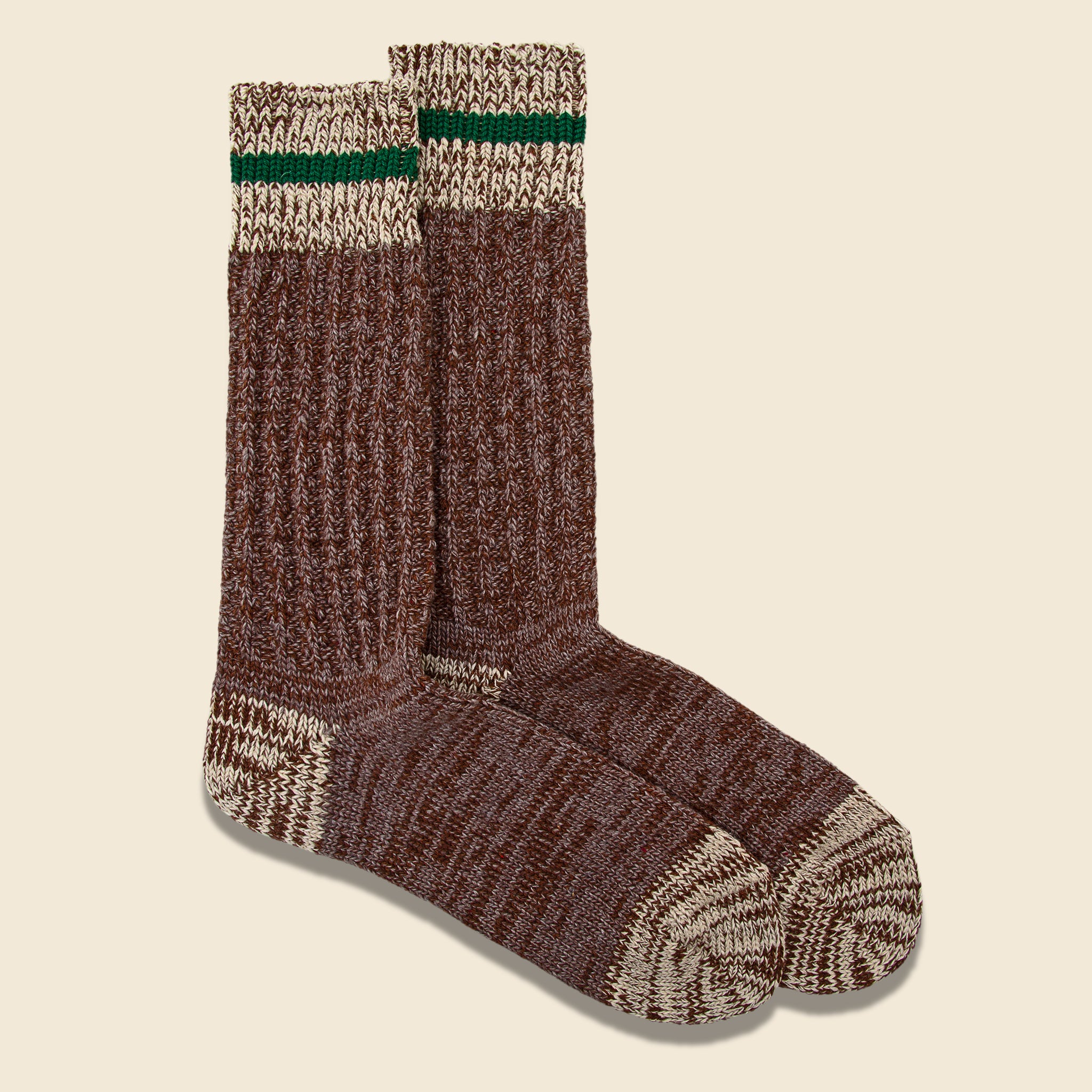 
                          Cotton Wool Mix Stripe Crew Sock - Beige - Anonymous Ism - STAG Provisions - Accessories - Socks
                        