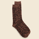 Brushed Animal Pattern Crew Sock - Brown - Anonymous Ism - STAG Provisions - Accessories - Socks