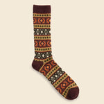 Wool Jacquard Crew Sock - Brown - Anonymous Ism - STAG Provisions - Accessories - Socks