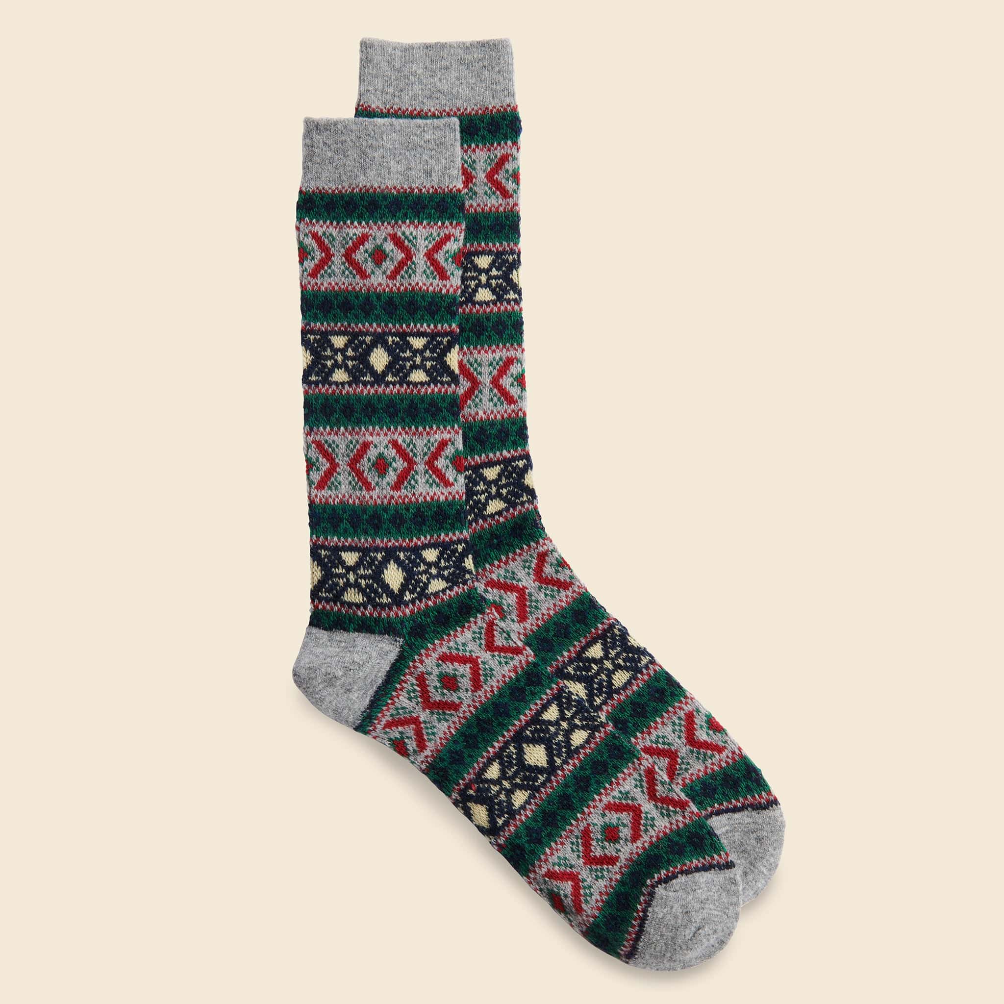 
                          Wool Jacquard Crew Sock - Medium Grey - Anonymous Ism - STAG Provisions - Accessories - Socks
                        