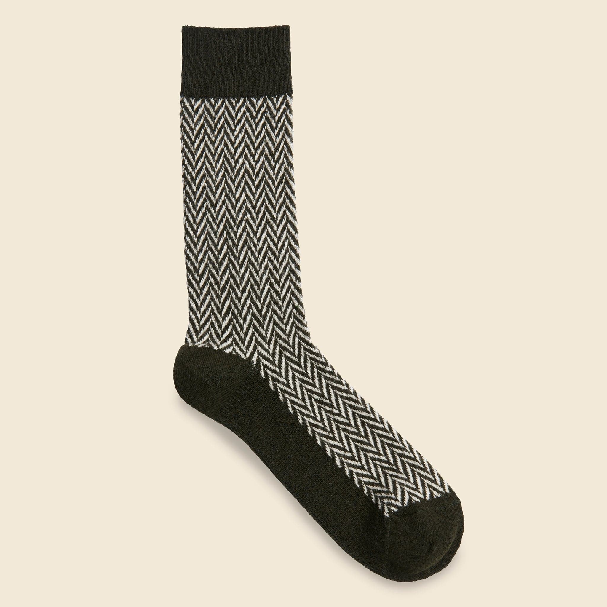 Wool Herringbone Crew Sock - Khaki - Anonymous Ism - STAG Provisions - Accessories - Socks