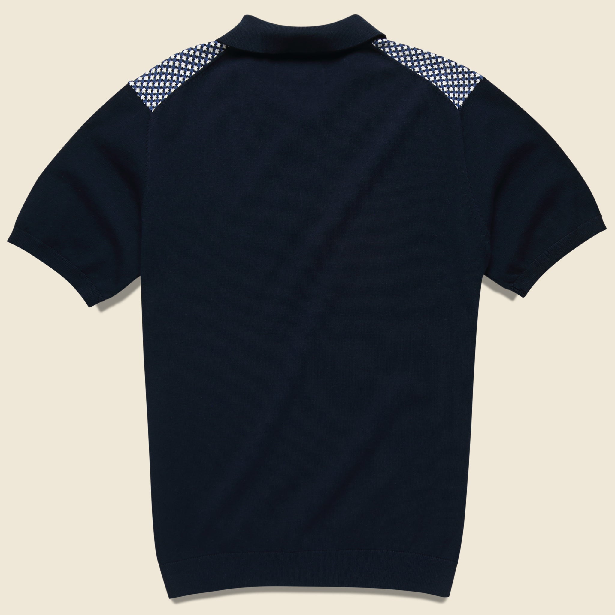 Jacquard Sweater Polo - Blue - Barque - STAG Provisions - Tops - S/S Knit