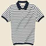 Breton Stripe Sweater Polo - Navy - Barque - STAG Provisions - Tops - S/S Knit