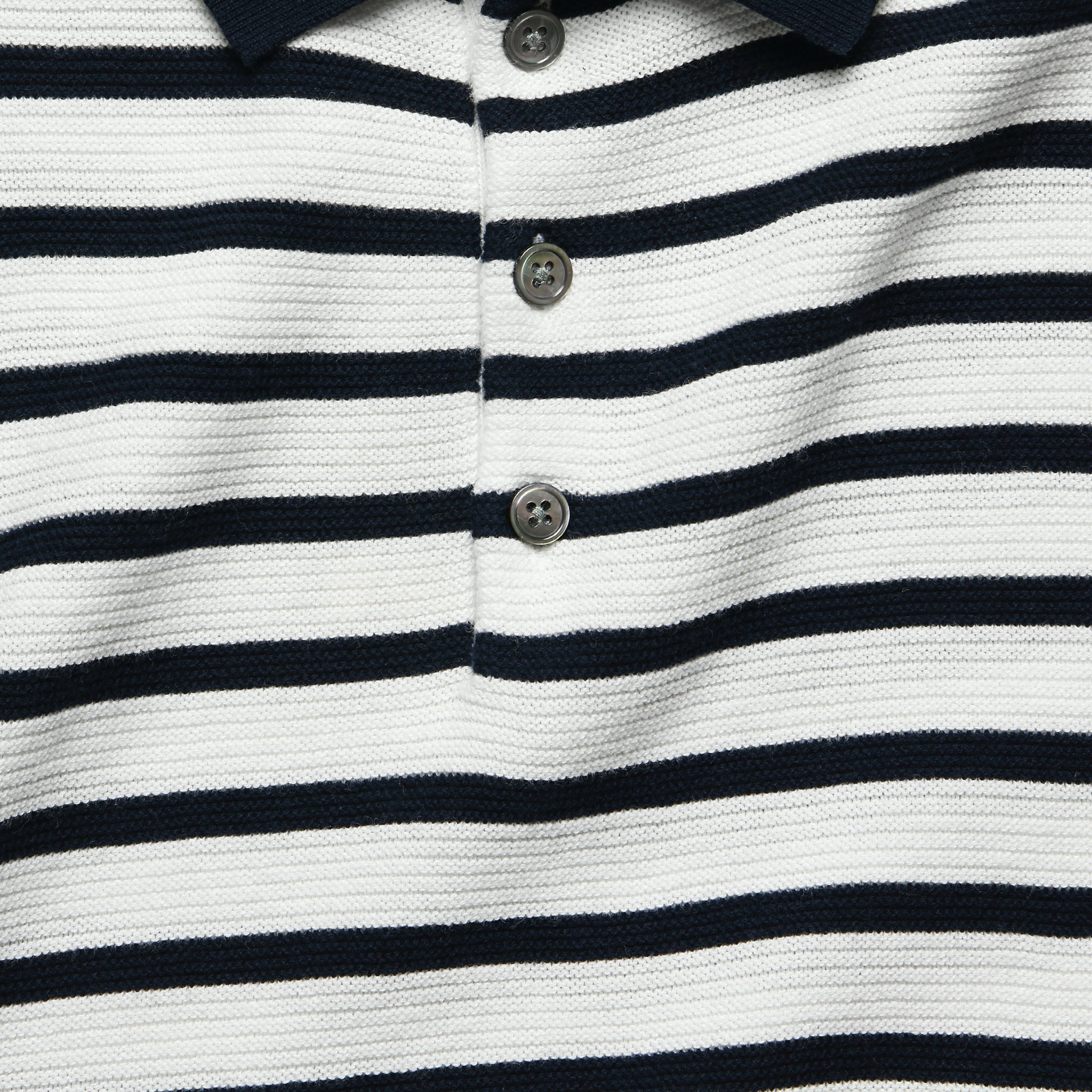 
                          Breton Stripe Sweater Polo - Navy - Barque - STAG Provisions - Tops - S/S Knit
                        