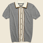 Contrast Placket Sweater Polo - Grey Heather - Barque - STAG Provisions - Tops - S/S Knit