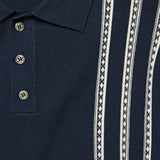 Vintage Jacquard Knit Polo - Navy - Barque - STAG Provisions - Tops - S/S Knit