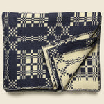 Navy Wool Jacquard Blanket - BasShu - STAG Provisions - Home - Bed - Blanket