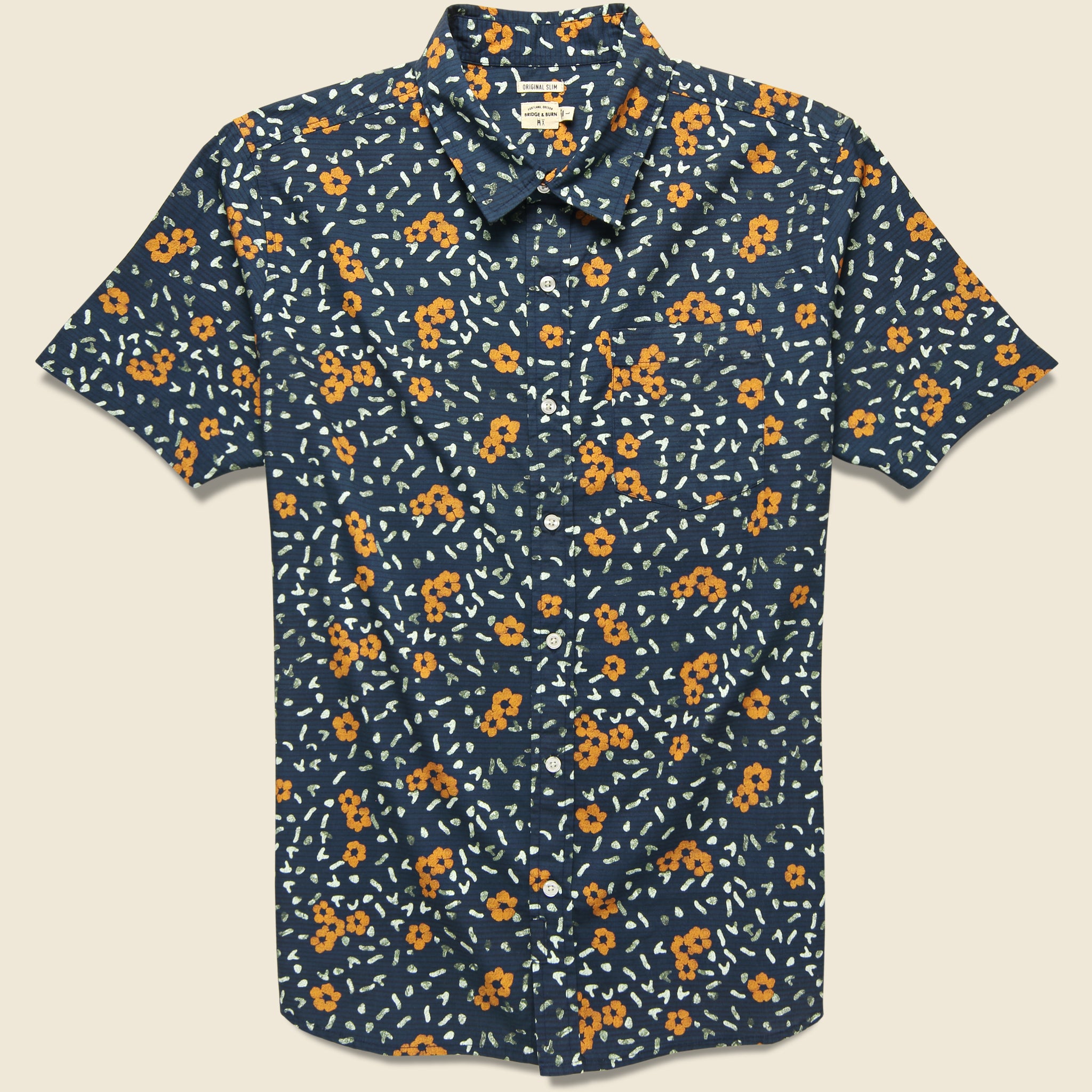 Harbor Shirt - Navy Hibiscus Print - Bridge & Burn - STAG Provisions - Tops - S/S Woven - Other Pattern