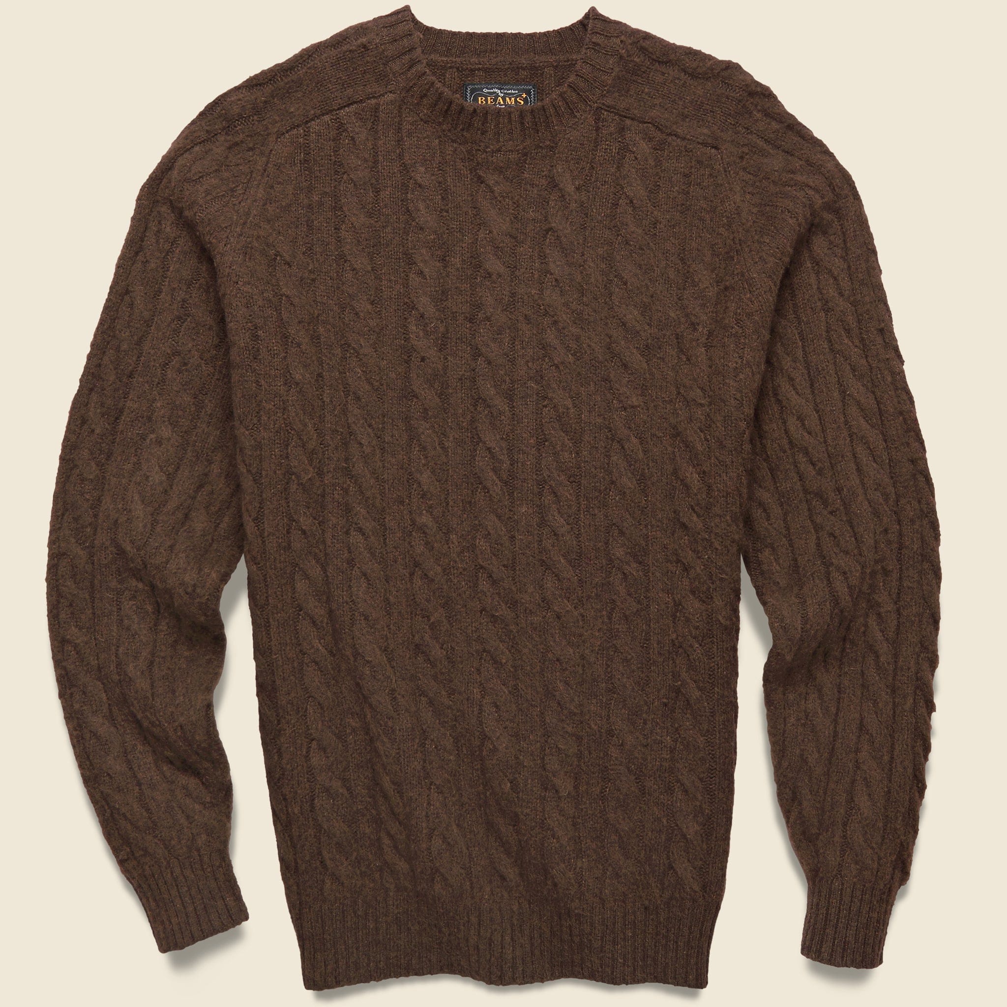 Shaggy Cable Crew Sweater - Brown - BEAMS+ - STAG Provisions - Tops - Sweater