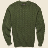 Shaggy Cable Crew Sweater - Olive - BEAMS+ - STAG Provisions - Tops - Sweater