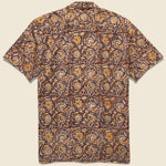 Open Collar Short Sleeve Botanical Block Print Shirt - Brown - BEAMS+ - STAG Provisions - Tops - S/S Woven - Floral
