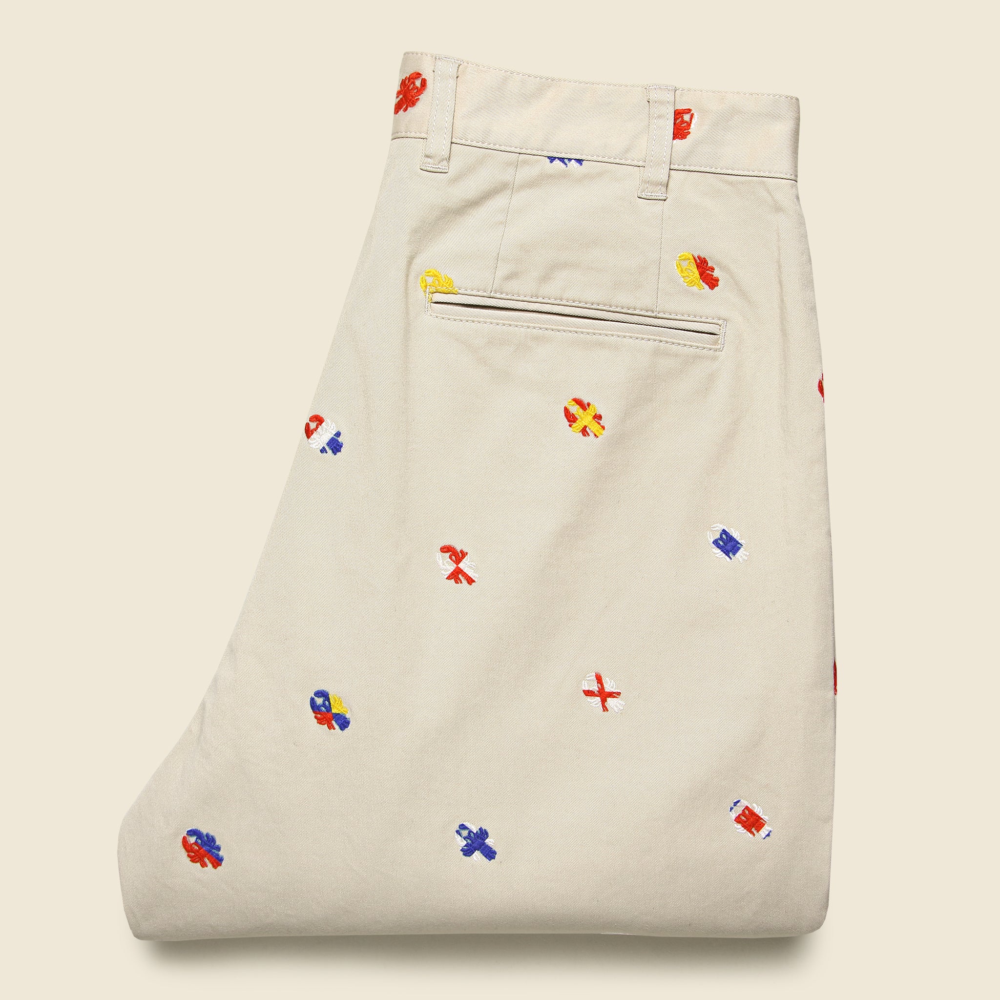 
                          2 Pleats Embroidered Trousers - Cement - BEAMS+ - STAG Provisions - Pants - Twill
                        