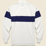 Pique Polo Panel Stripe - White/Navy - BEAMS+ - STAG Provisions - Tops - L/S Knit