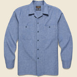 MIL Open Collar Shirt - Sax - BEAMS+ - STAG Provisions - Tops - L/S Woven - Solid
