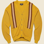 Striped Jacquard Cardigan - Mustard/Brown/Multi - BEAMS+ - STAG Provisions - Tops - Sweater