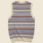 Fair Isle Knit Vest - Natural/Sax/Orange - BEAMS+ - STAG Provisions - Tops - Sweater