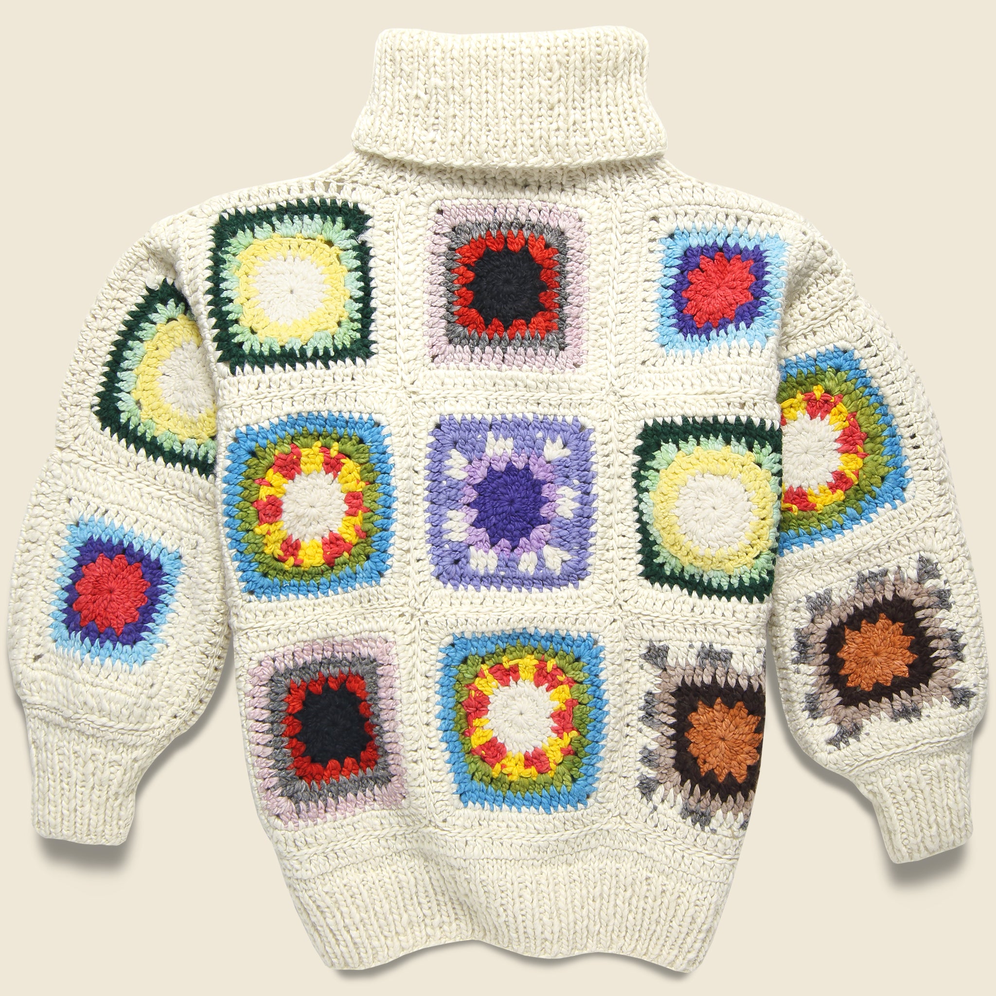 
                          Granny Square Turtleneck Pullover - Ivory - Chamula - STAG Provisions - Tops - Sweater
                        