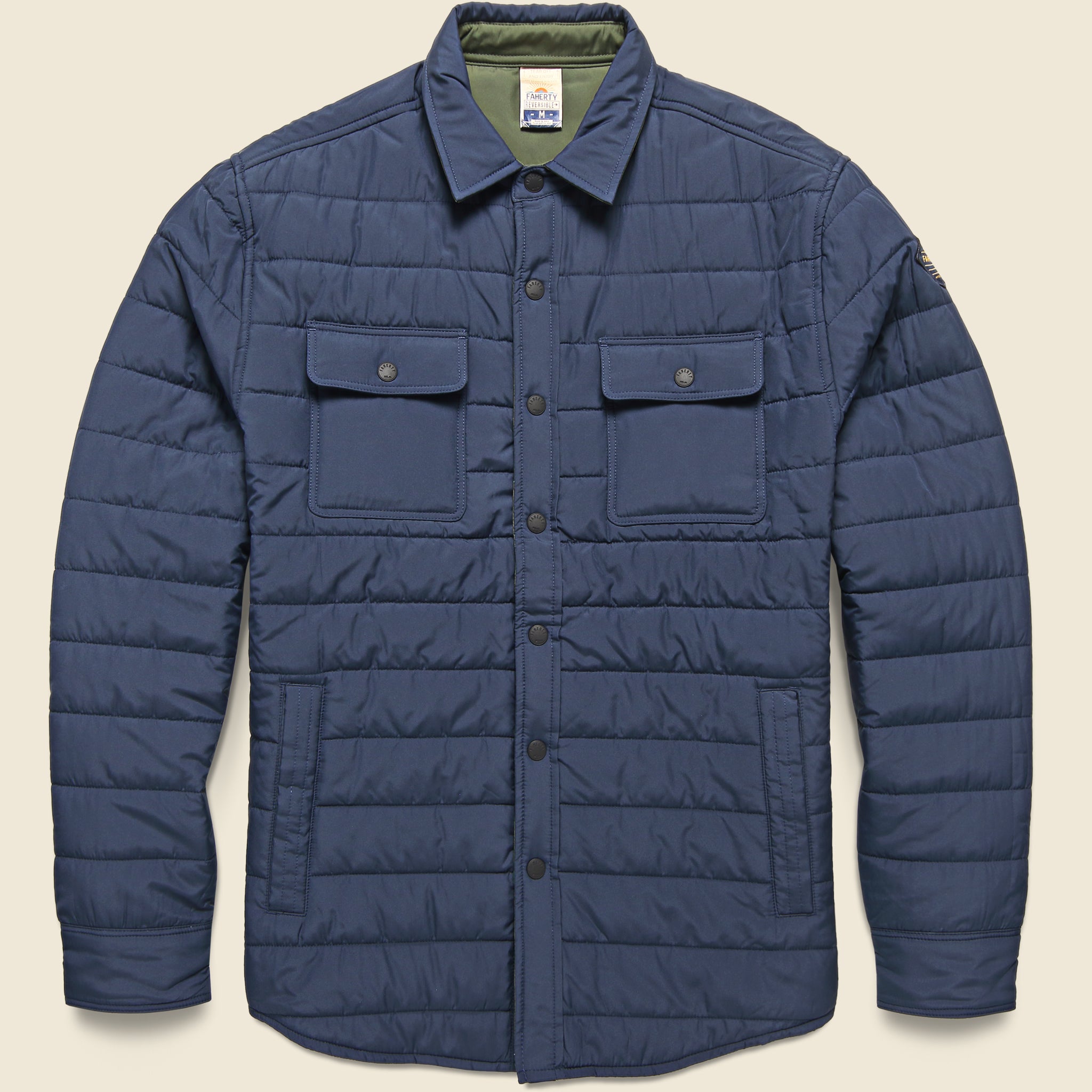 
                          Atmosphere Reversible Shirt Jacket - Olive/Navy - Faherty - STAG Provisions - Outerwear - Shirt Jacket
                        