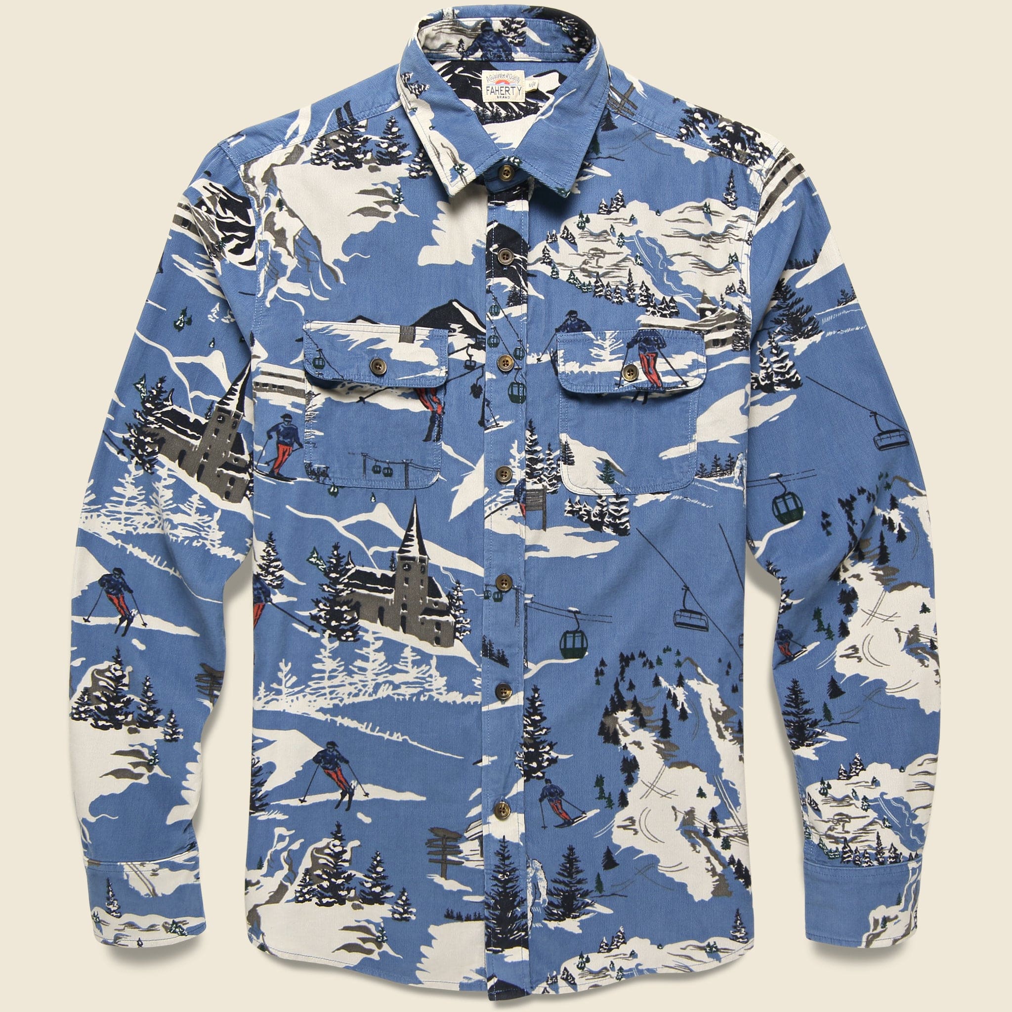 Stretch Cord Shirt - Winter Slopes Print - Faherty - STAG Provisions - Tops - L/S Woven - Corduroy