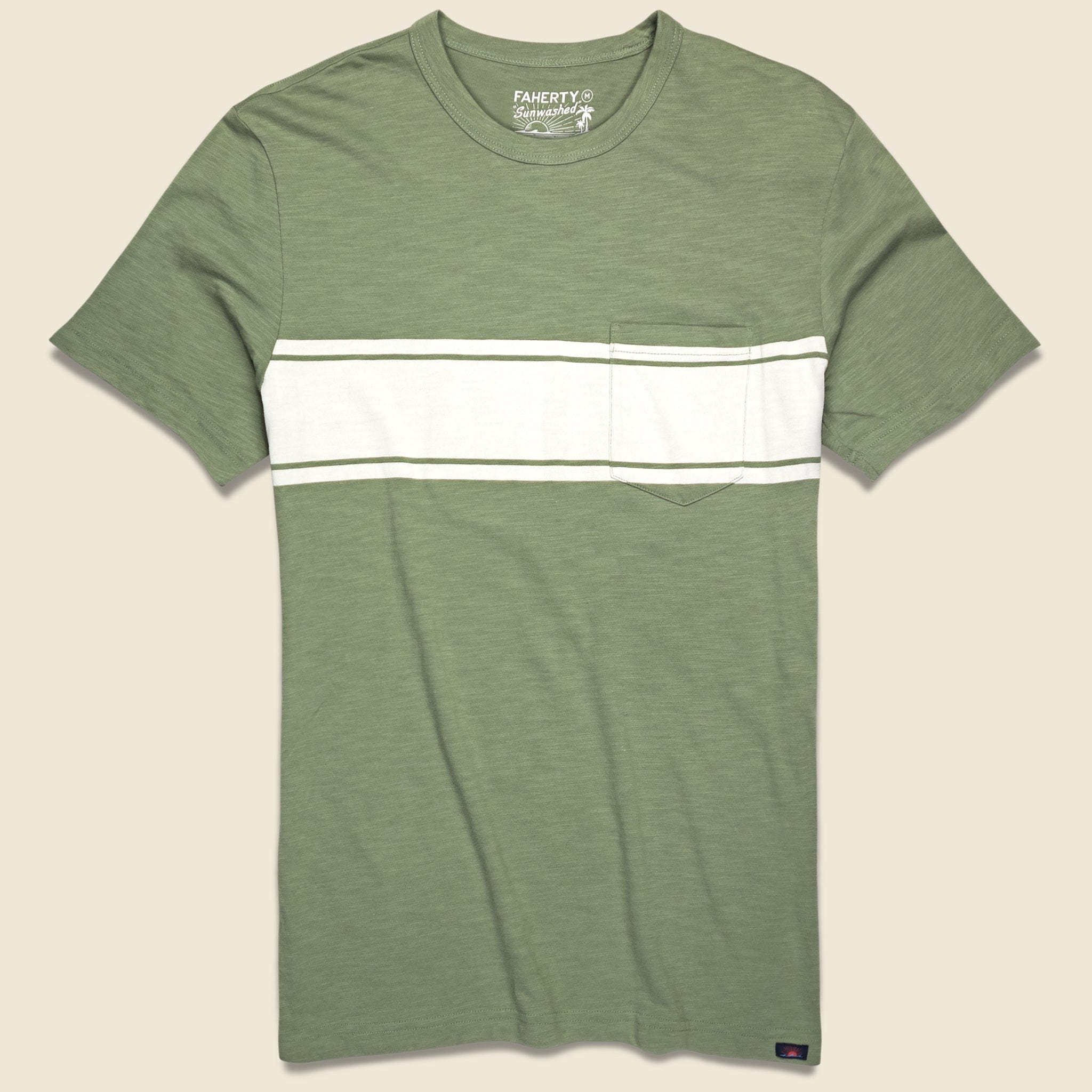 Surf Stripe Pocket Tee - Olive - Faherty - STAG Provisions - Tops - S/S Tee